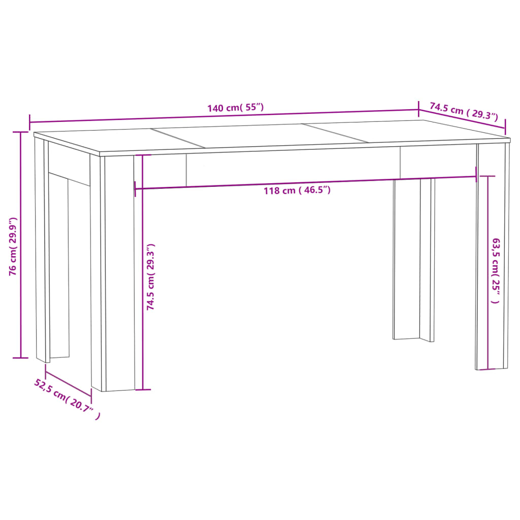 Esstisch Schwarz 140x74,5x76 cm Holzwerkstoff