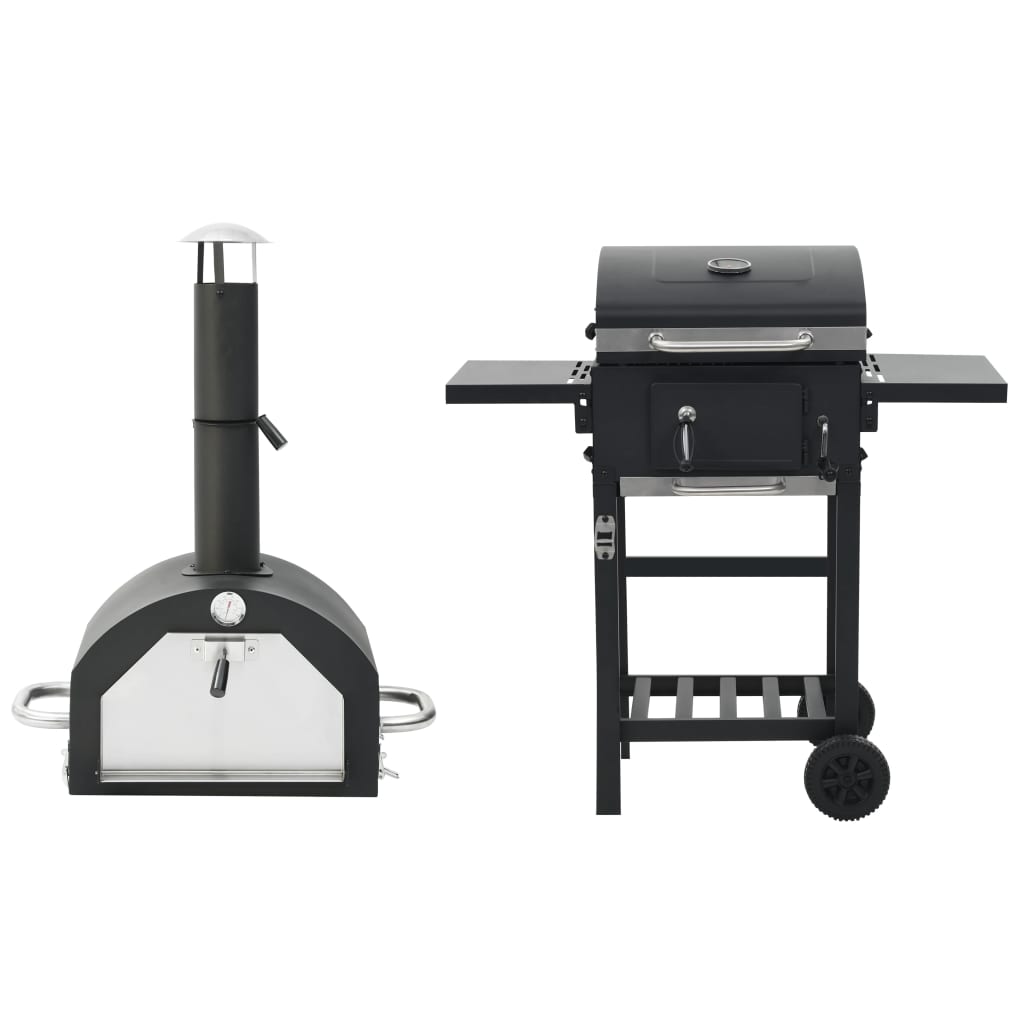 3-in-1 Outdoor-Pizzaofen & Grill Schwarz