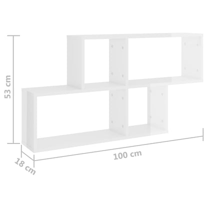 Wandregal Hochglanz-Weiß 100x18x53 cm Holzwerkstoff