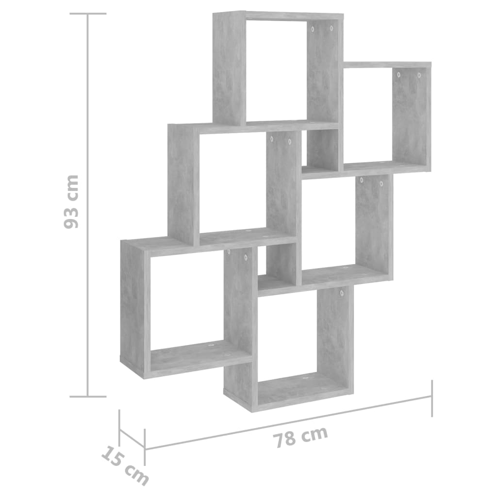 Würfelregal Betongrau 78x15x93 cm Holzwerkstoff