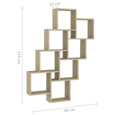 Würfelregal Sonoma-Eiche 90x15x119 cm Holzwerkstoff