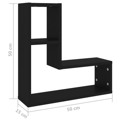 Wandregale 2 Stk. Schwarz 50x15x50 cm Holzwerkstoff