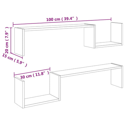 Wandregale 2 Stk. Sonoma-Eiche 100x15x20 cm Holzwerkstoff