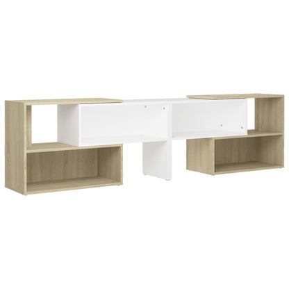 TV-Schrank Weiß und Sonoma-Eiche 149x30x52 cm Holzwerkstoff