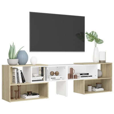 TV-Schrank Weiß und Sonoma-Eiche 149x30x52 cm Holzwerkstoff