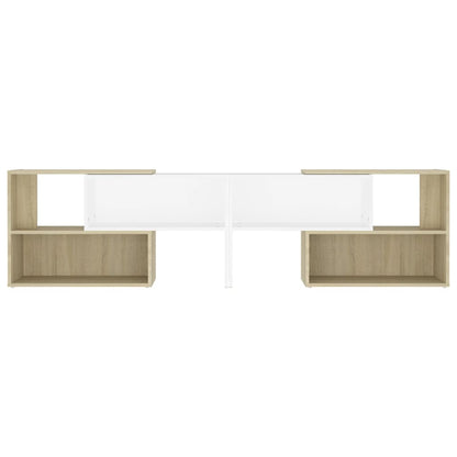 TV-Schrank Weiß und Sonoma-Eiche 149x30x52 cm Holzwerkstoff