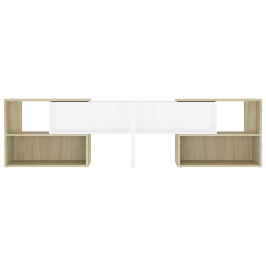 TV-Schrank Weiß und Sonoma-Eiche 149x30x52 cm Holzwerkstoff