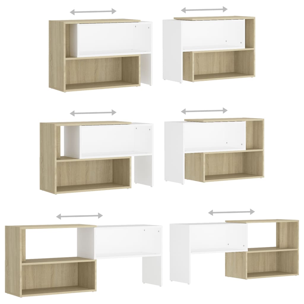 TV-Schrank Weiß und Sonoma-Eiche 149x30x52 cm Holzwerkstoff