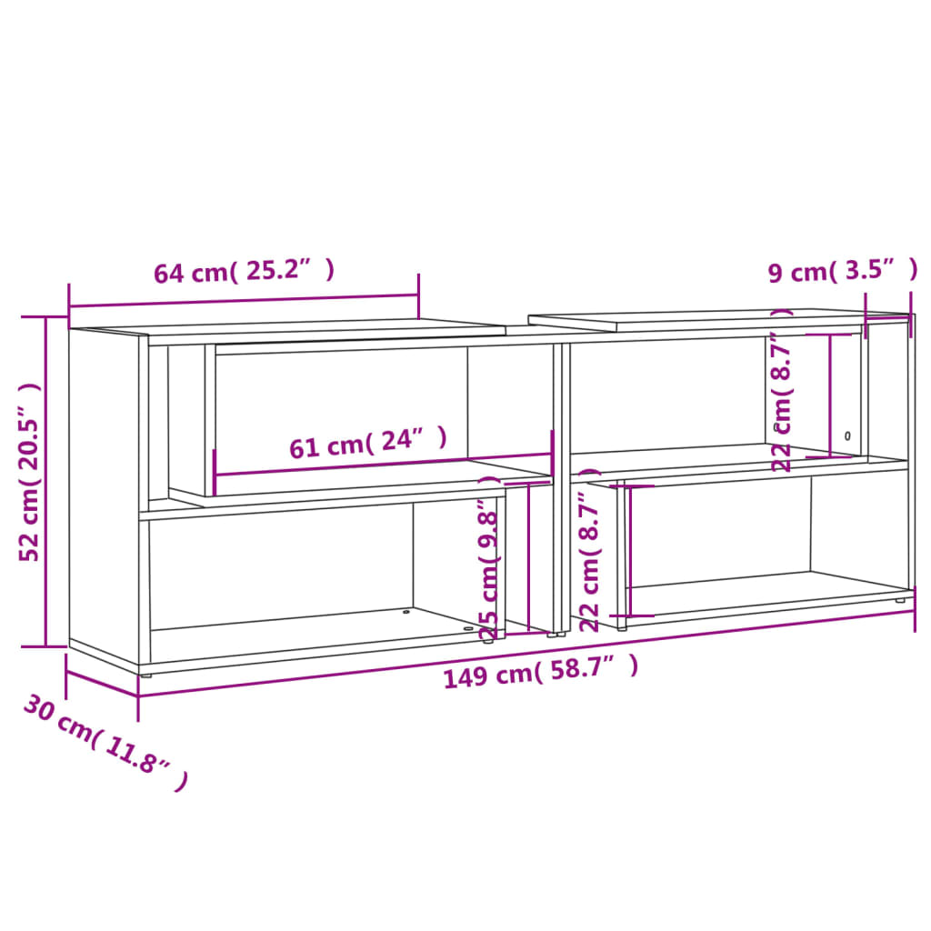 TV-Schrank Weiß und Sonoma-Eiche 149x30x52 cm Holzwerkstoff