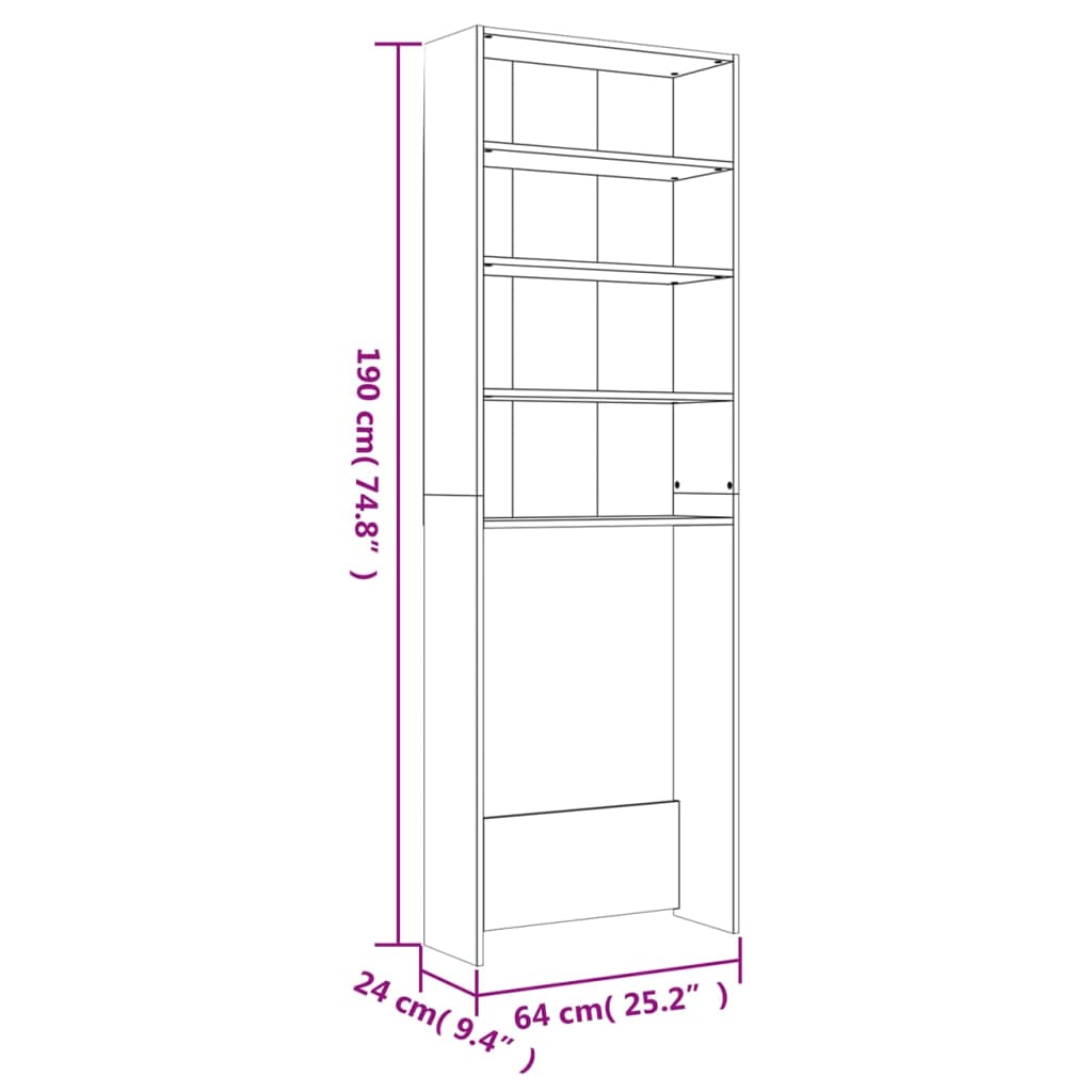 Waschmaschinenschrank Sonoma-Eiche 64x24x190 cm