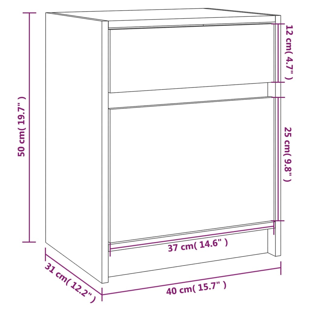 Nachtschrank Weiß 40x31x50 cm Massivholz Kiefer