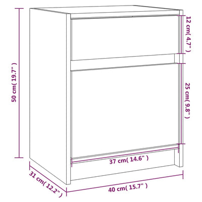 Nachtschrank Weiß 40x31x50 cm Massivholz Kiefer