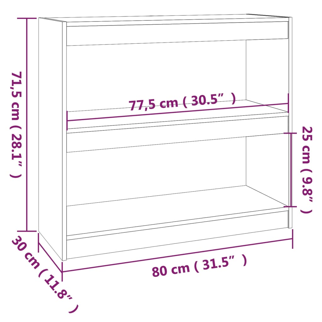 Bücherregal/Raumteiler Honigbraun 80x30x71,5 cm Kiefernholz