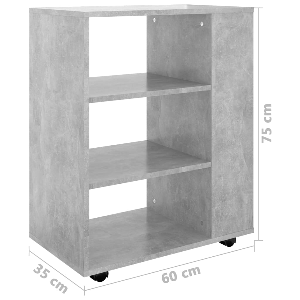 Rollschrank Betongrau 60x35x75 cm Holzwerkstoff