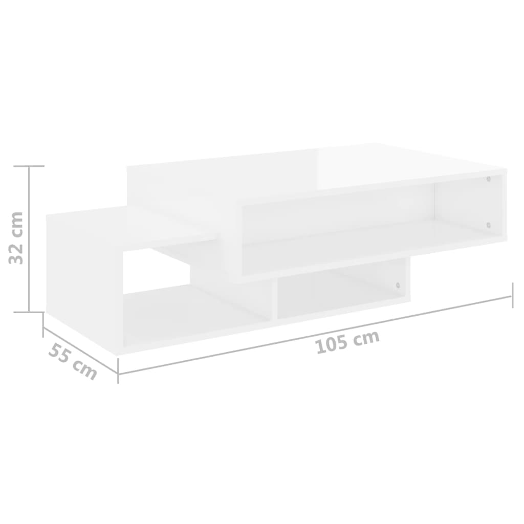 Couchtisch Hochglanz-Weiß 105x55x32 cm Holzwerkstoff