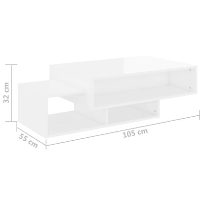 Couchtisch Hochglanz-Weiß 105x55x32 cm Holzwerkstoff