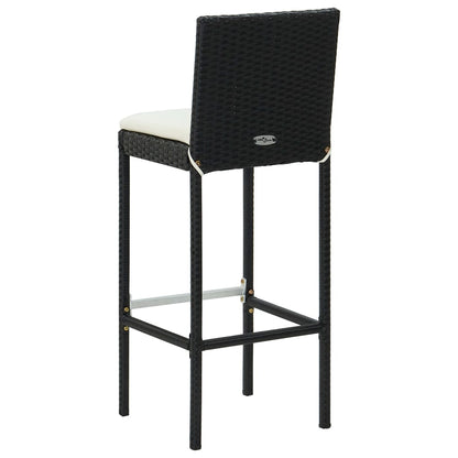 Garten-Barhocker mit Kissen 2 Stk. Schwarz Poly Rattan