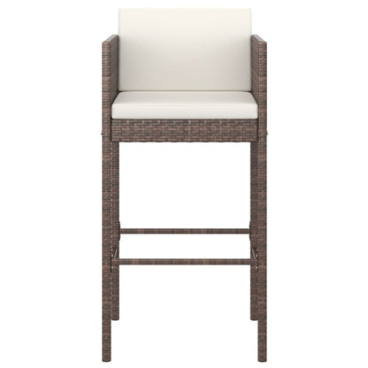 Barhocker 2 Stk. mit Kissen Braun Poly Rattan