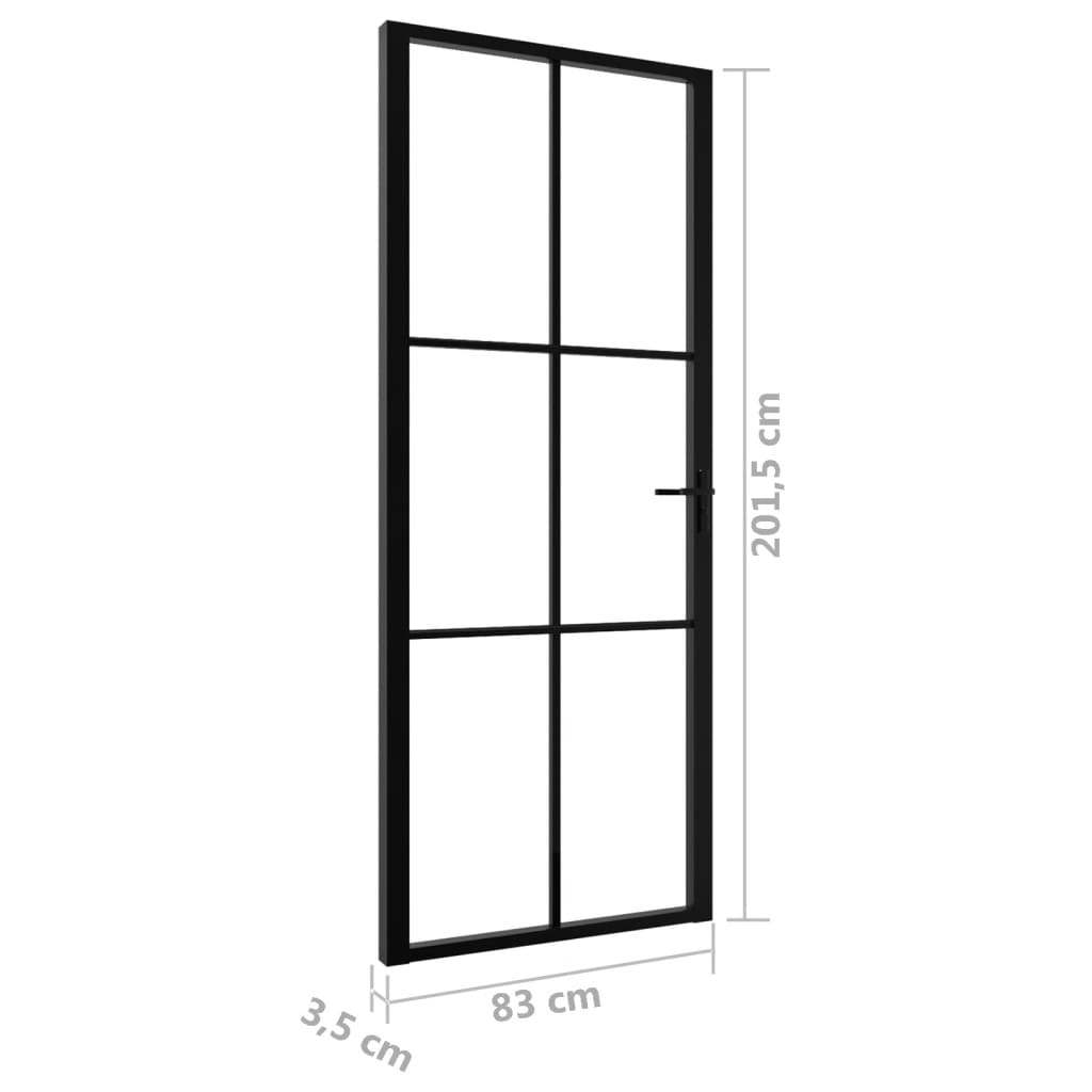 Innentür ESG Glas und Aluminium 83x201,5 cm Schwarz