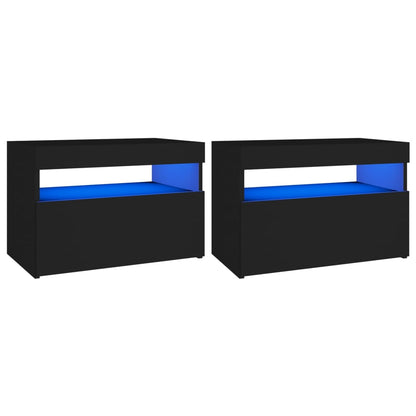 Nachttisch LED-Leuchten 2 Stk. Schwarz 60x35x40cm Holzwerkstoff