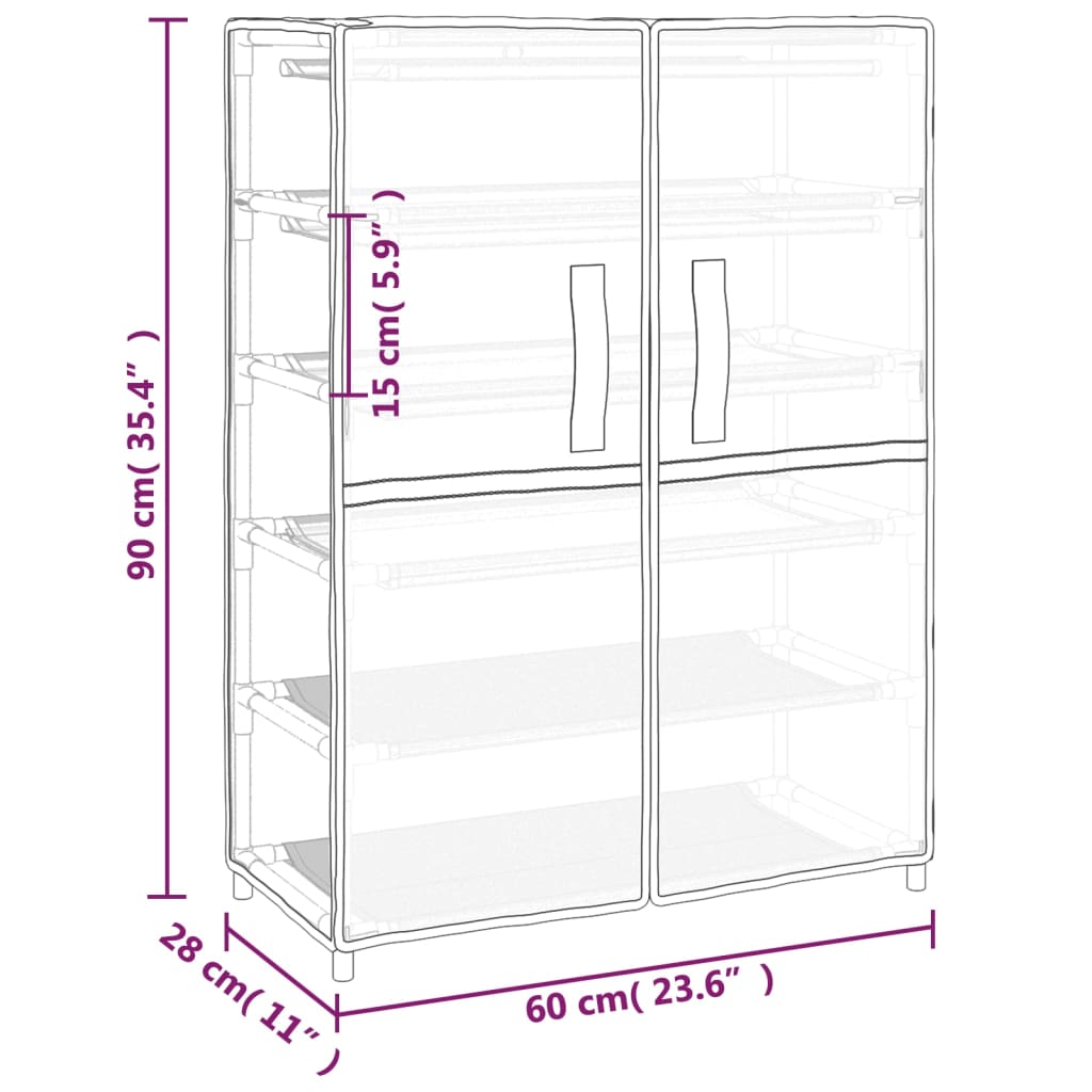 Schuhschrank Schwarz 60x28x90 cm Stoff