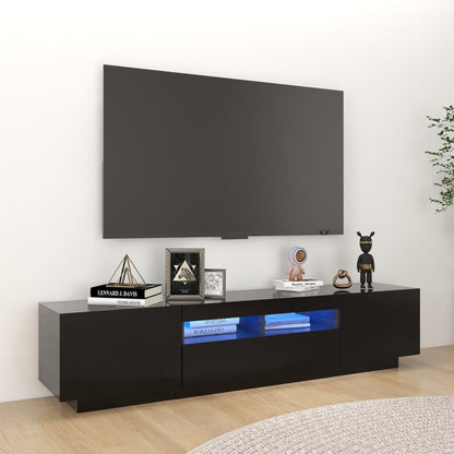 TV-Schrank mit LED-Leuchten Schwarz 180x35x40 cm