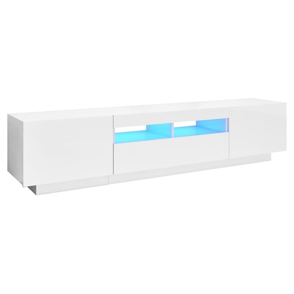 TV-Schrank mit LED-Leuchten Hochglanz-Weiß 180x35x40 cm