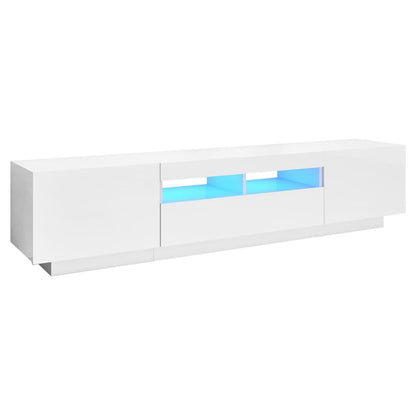 TV-Schrank mit LED-Leuchten Hochglanz-Weiß 180x35x40 cm