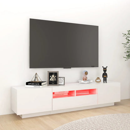 TV-Schrank mit LED-Leuchten Hochglanz-Weiß 180x35x40 cm