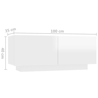 TV-Schrank mit LED-Leuchten Hochglanz-Weiß 180x35x40 cm