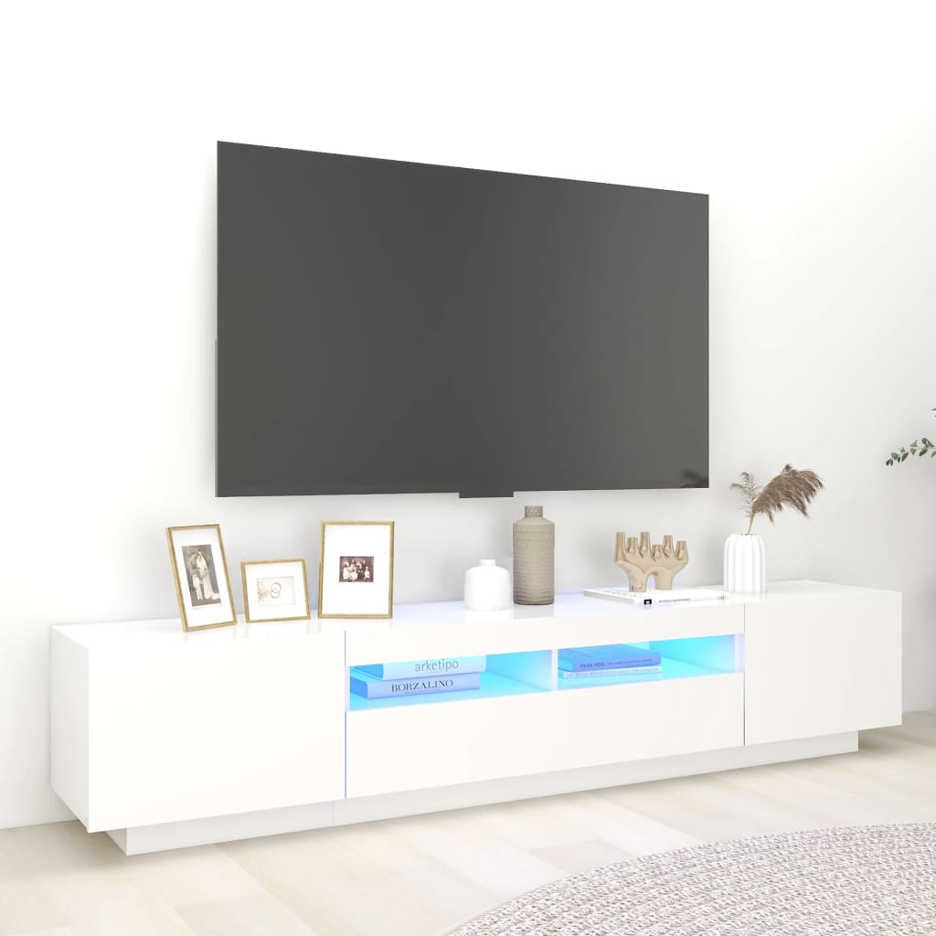 TV-Schrank mit LED-Leuchten Weiß 200x35x40 cm