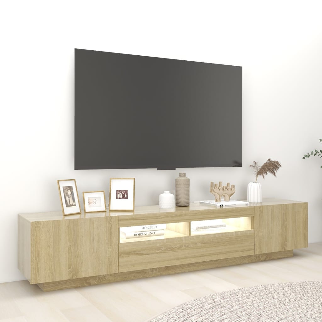 TV-Schrank mit LED-Leuchten Sonoma-Eiche 200x35x40 cm