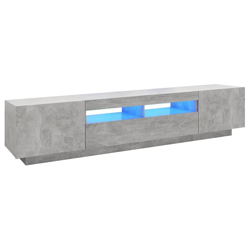 TV-Schrank mit LED-Leuchten Betongrau 200x35x40 cm