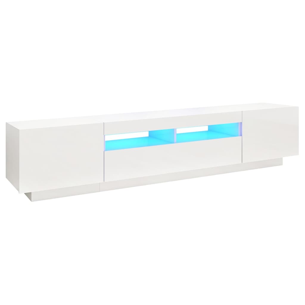 TV-Schrank mit LED-Leuchten Hochglanz-Weiß 200x35x40 cm