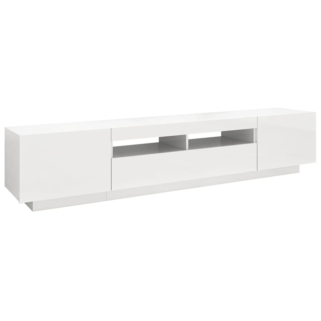 TV-Schrank mit LED-Leuchten Hochglanz-Weiß 200x35x40 cm