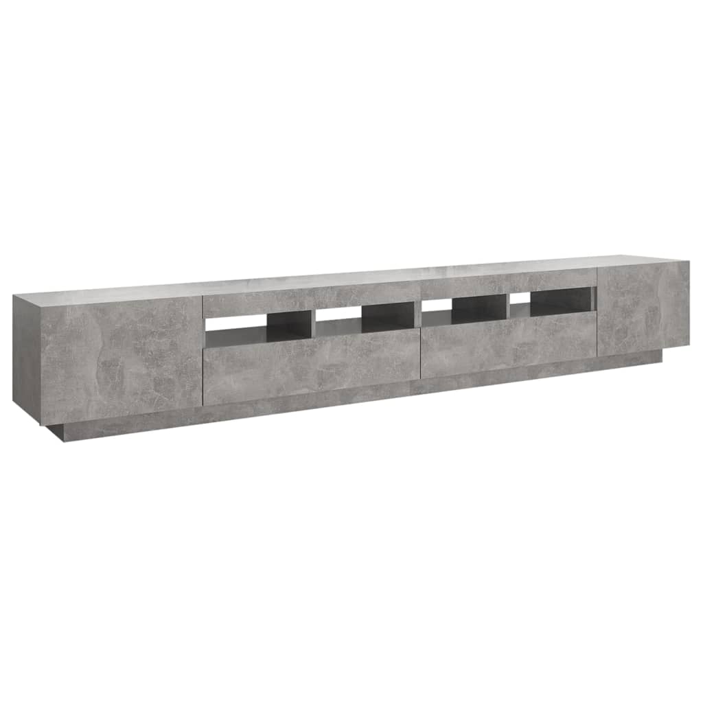 TV-Schrank mit LED-Leuchten Betongrau 260x35x40 cm