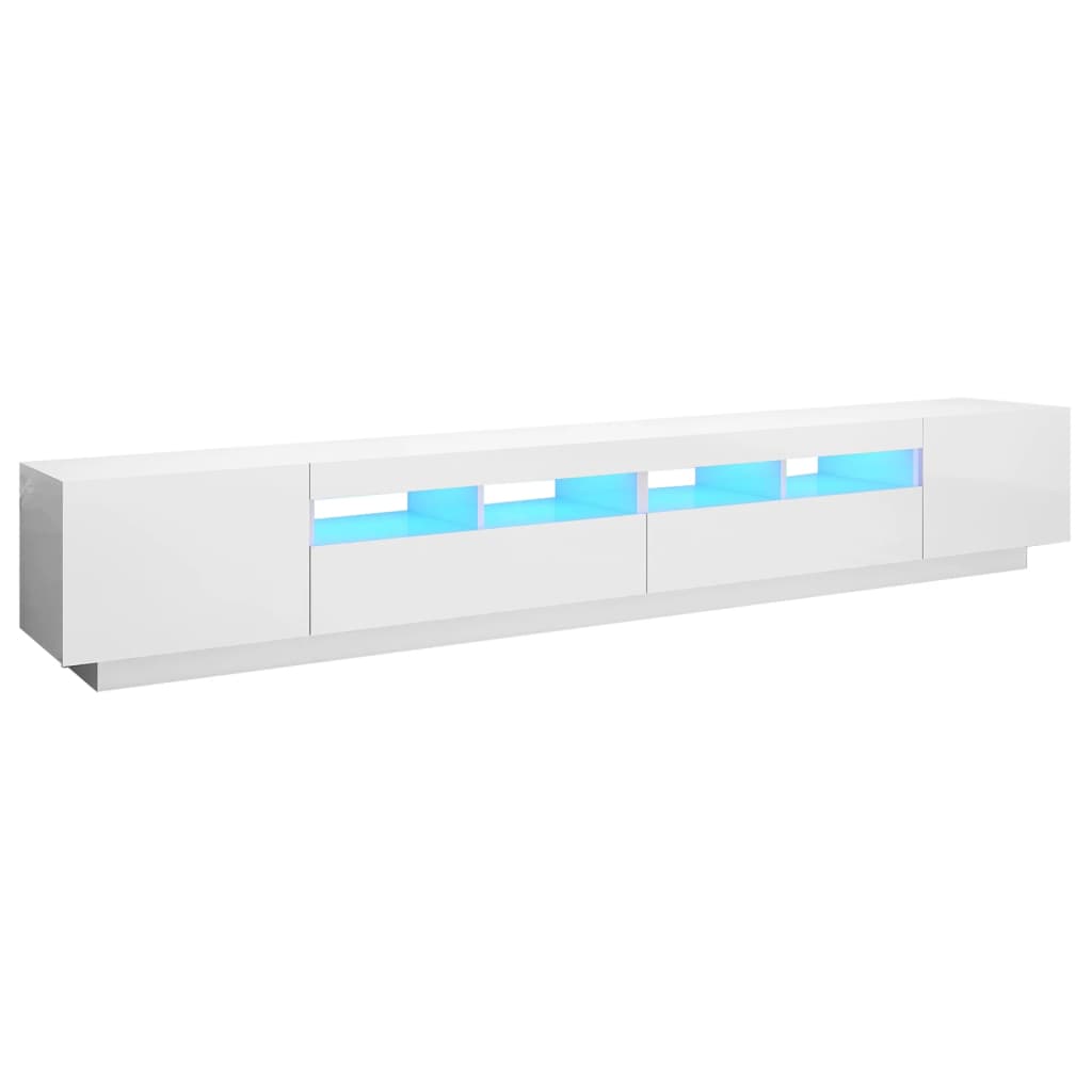 TV-Schrank mit LED-Leuchten Hochglanz-Weiß 260x35x40 cm