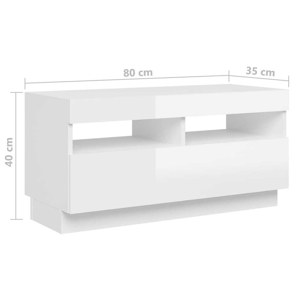 TV-Schrank mit LED-Leuchten Hochglanz-Weiß 260x35x40 cm