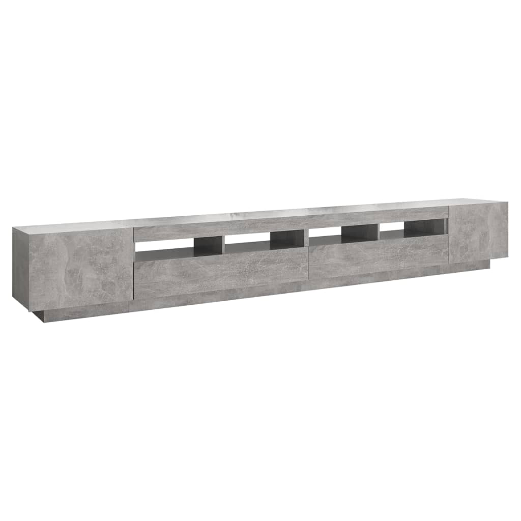 TV-Schrank mit LED-Leuchten Betongrau 300x35x40 cm