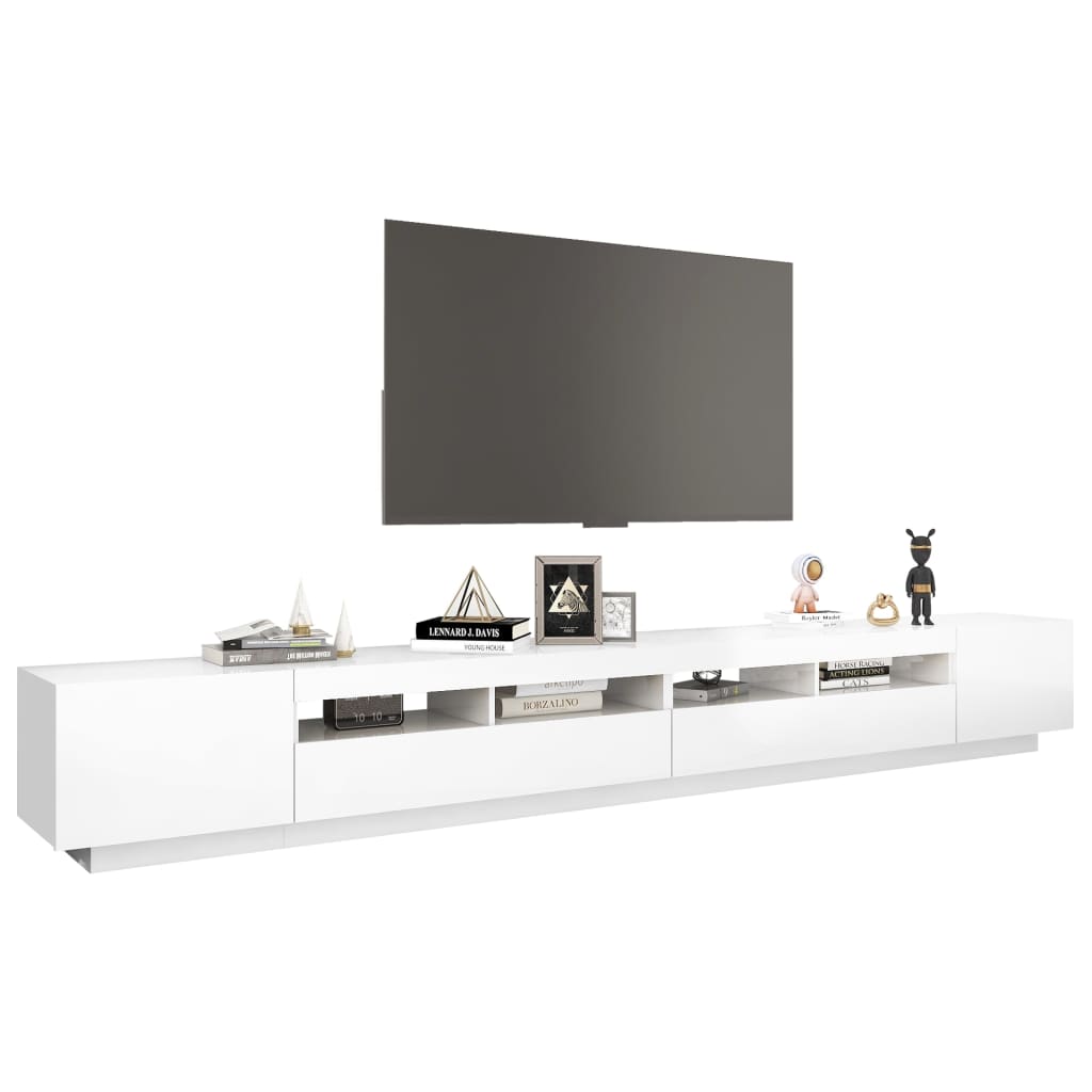 TV-Schrank mit LED-Leuchten Hochglanz-Weiß 300x35x40 cm