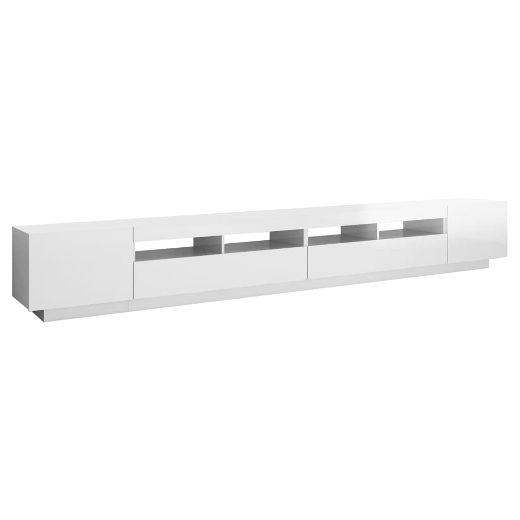 TV-Schrank mit LED-Leuchten Hochglanz-Weiß 300x35x40 cm