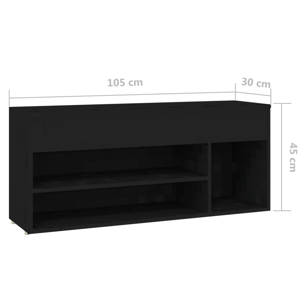 Schuhbank Schwarz 105x30x45 cm Holzwerkstoff