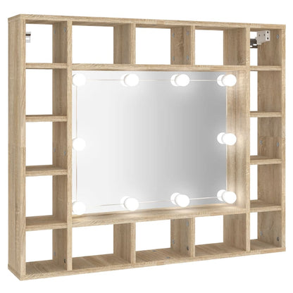 Spiegelschrank mit LED Sonoma-Eiche 91x15x76,5 cm