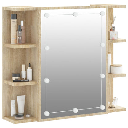 Spiegelschrank mit LED Sonoma-Eiche 70x16,5x60 cm