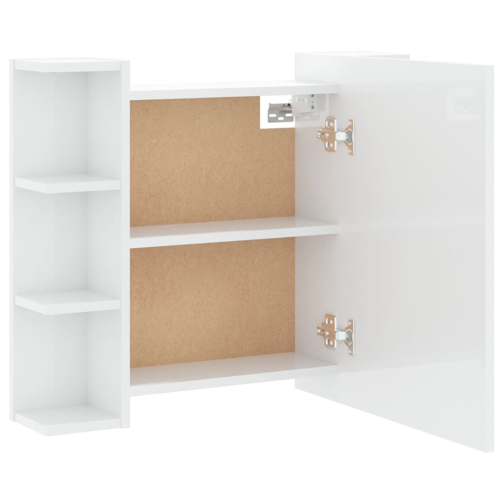 Spiegelschrank mit LED Hochglanz-Weiß 70x16,5x60 cm