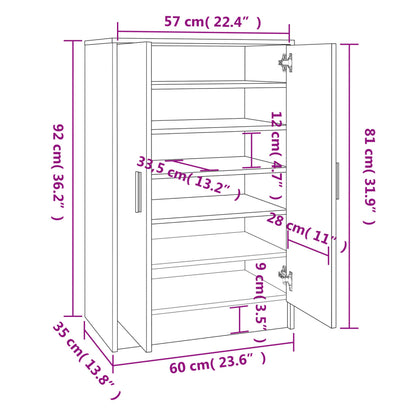 Schuhschrank Weiß 60x35x92 cm Holzwerkstoff