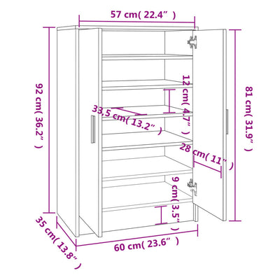 Schuhschrank Schwarz 60x35x92 cm Holzwerkstoff