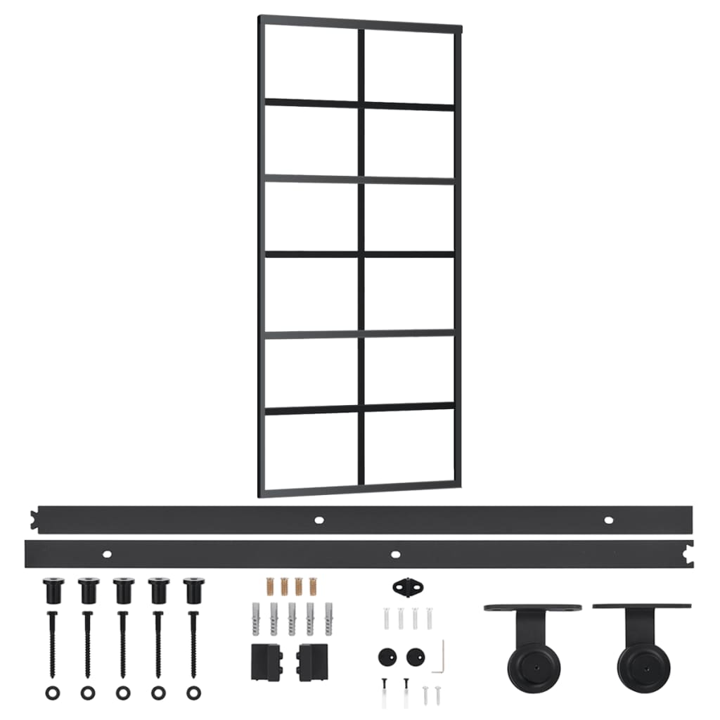 Schiebetür mit Beschlag ESG-Glas & Aluminium 90x205 cm