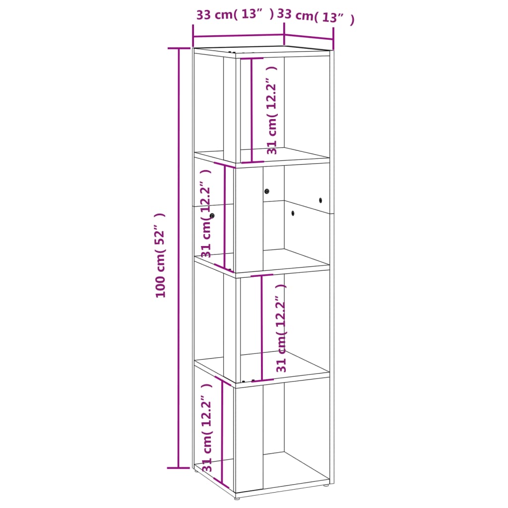 Eckregal Sonoma-Eiche 33x33x132 cm Holzwerkstoff