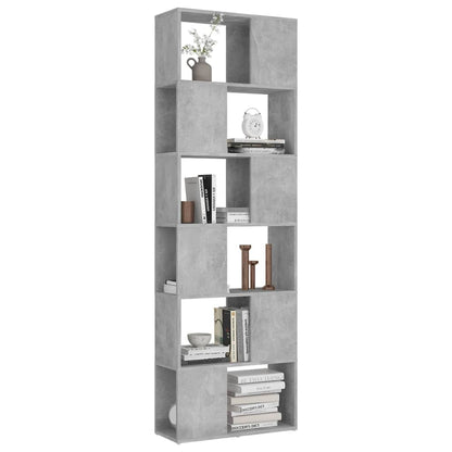 Bücherregal Raumteiler Betongrau 60x24x186 cm Holzwerkstoff